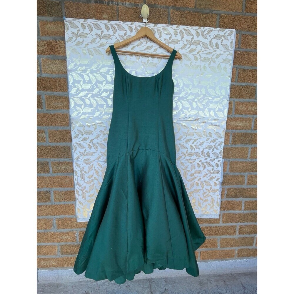 Hutch Emerald Green Taffeta Midi Dress Mermaid Hem Gala Wedding Guest Size 6 - Picture 6 of 12